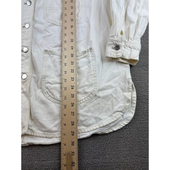 Lee x H&M Men’s Ecru Denim Chore Shirt Jacket Size M Workwear Overshirt Pockets - Picture 10 of 16